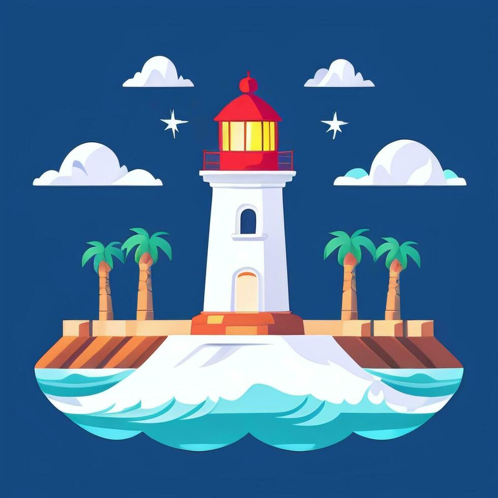 AI generated Lighthouse Logo Avatar Clip Art Icon Sticker Decoration Simple Background photo