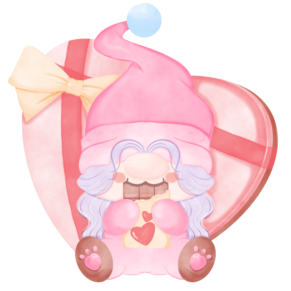 Gnome eating chocolate in valentine day png
