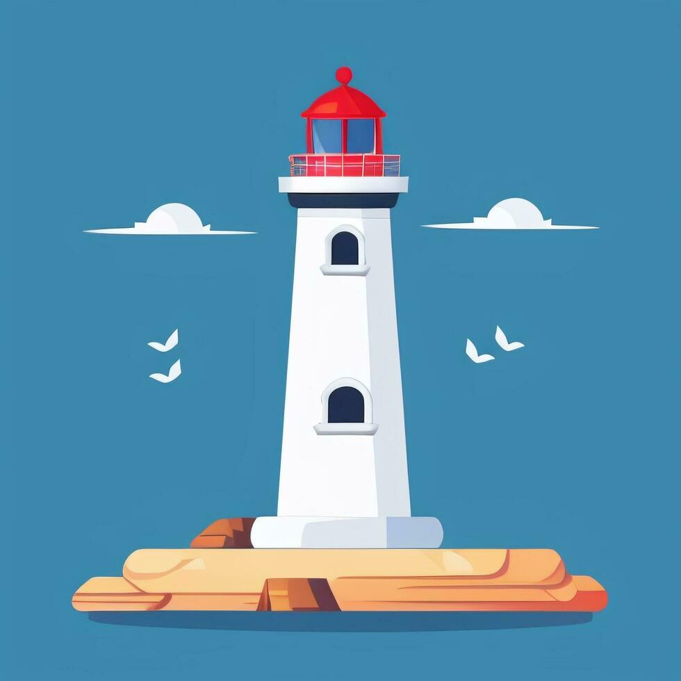AI generated Lighthouse Logo Avatar Clip Art Icon Sticker Decoration Simple Background photo
