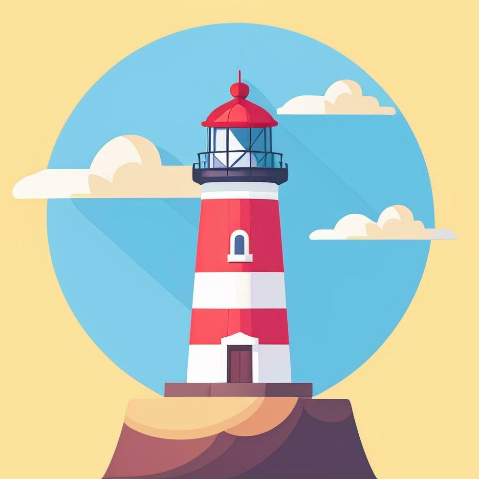 AI generated Lighthouse Logo Avatar Clip Art Icon Sticker Decoration Simple Background photo