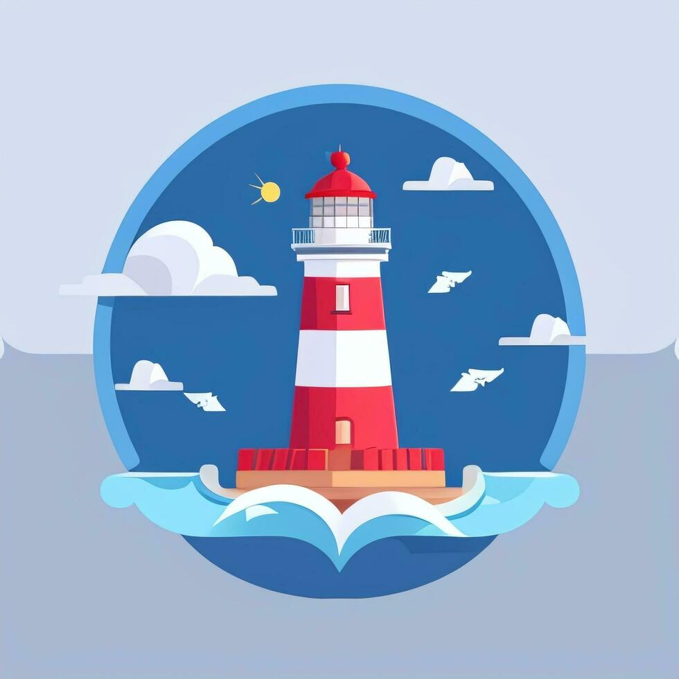 AI generated Lighthouse Logo Avatar Clip Art Icon Sticker Decoration Simple Background photo