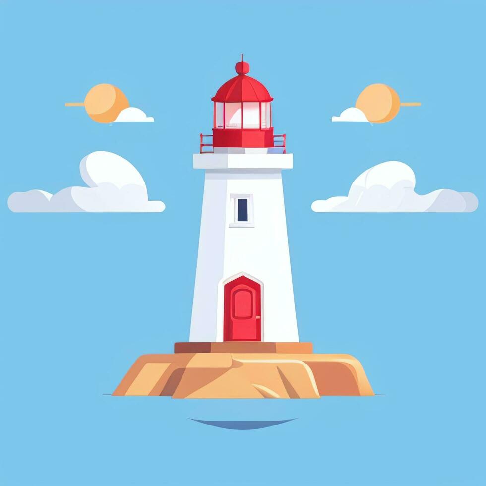 AI generated Lighthouse Logo Avatar Clip Art Icon Sticker Decoration Simple Background photo