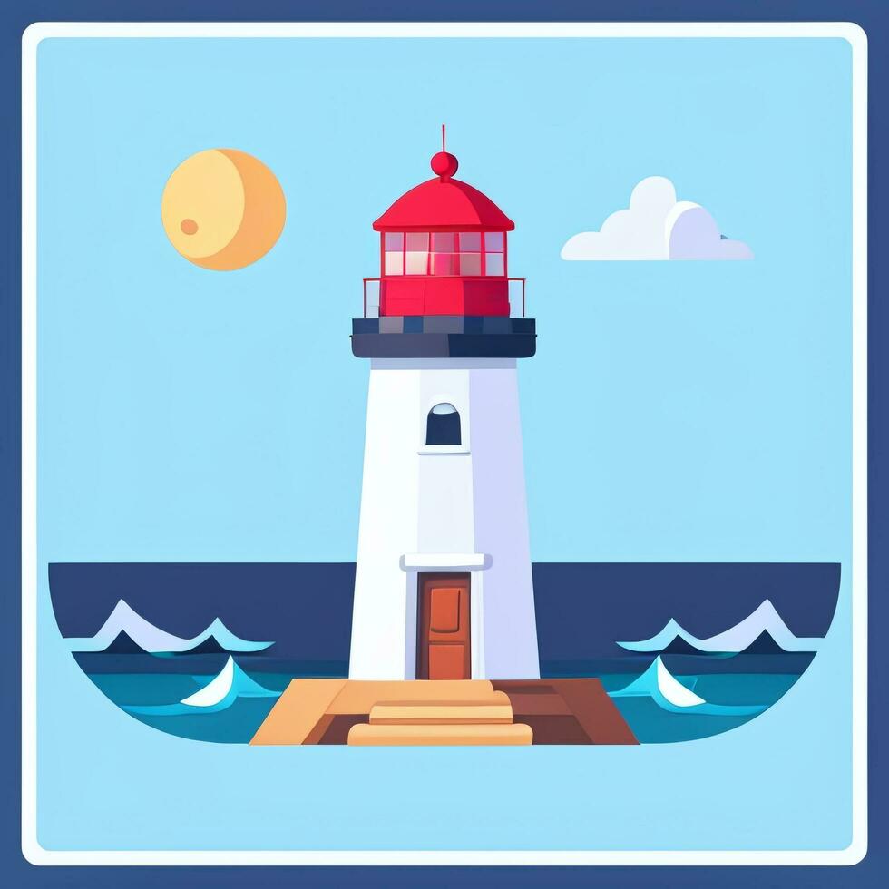 AI generated Lighthouse Logo Avatar Clip Art Icon Sticker Decoration Simple Background photo