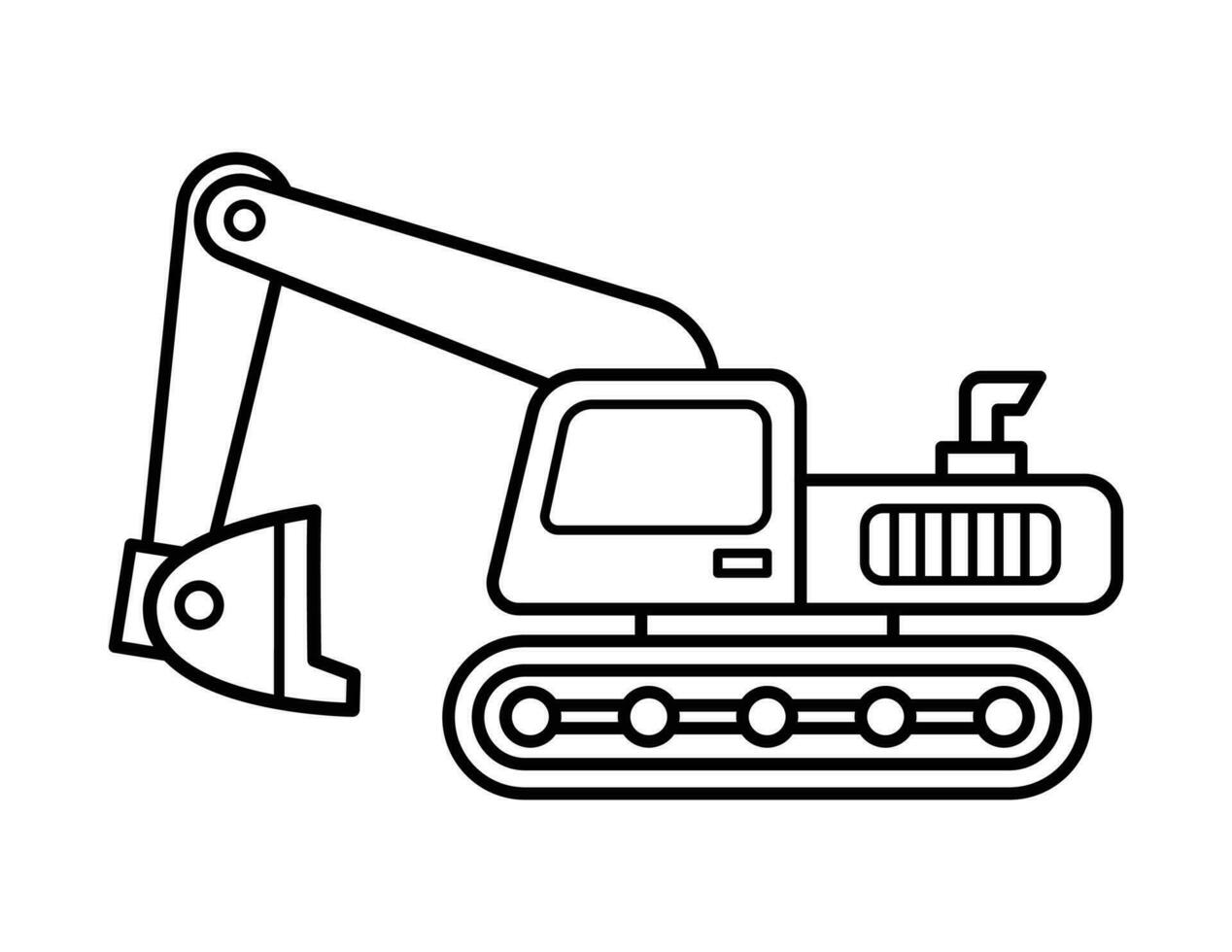 Excavator Coloring Page For Children vector