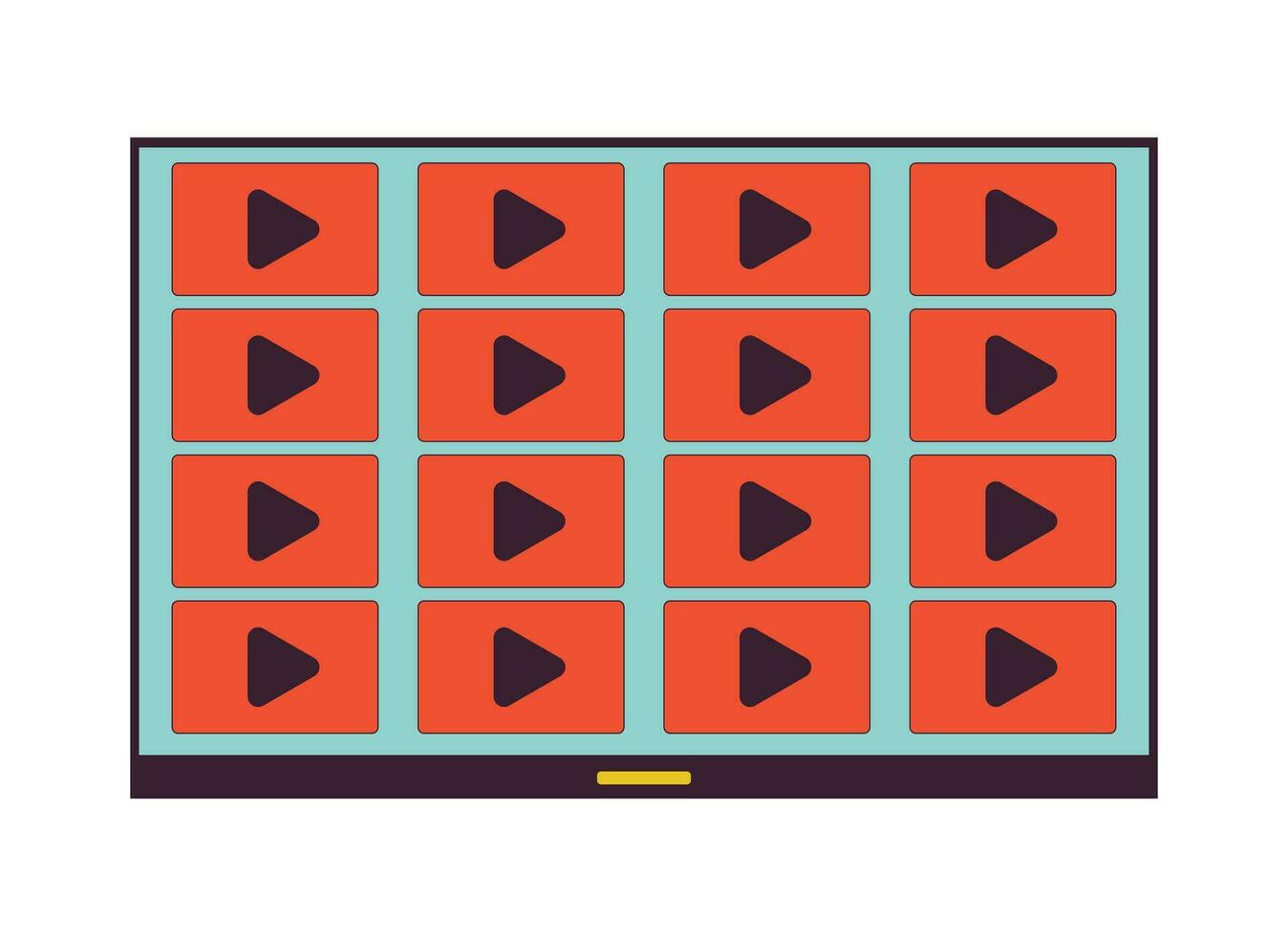 Television streaming video on demand 2D linear cartoon object. Watching series on tv isolated line vector element white background. Home theatre electronics. TV service color flat spot illustration