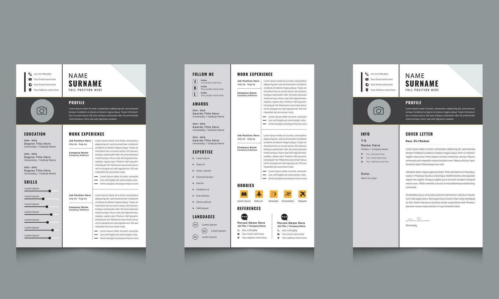 Clean Resume Layout Resume Design CV Design Template vector