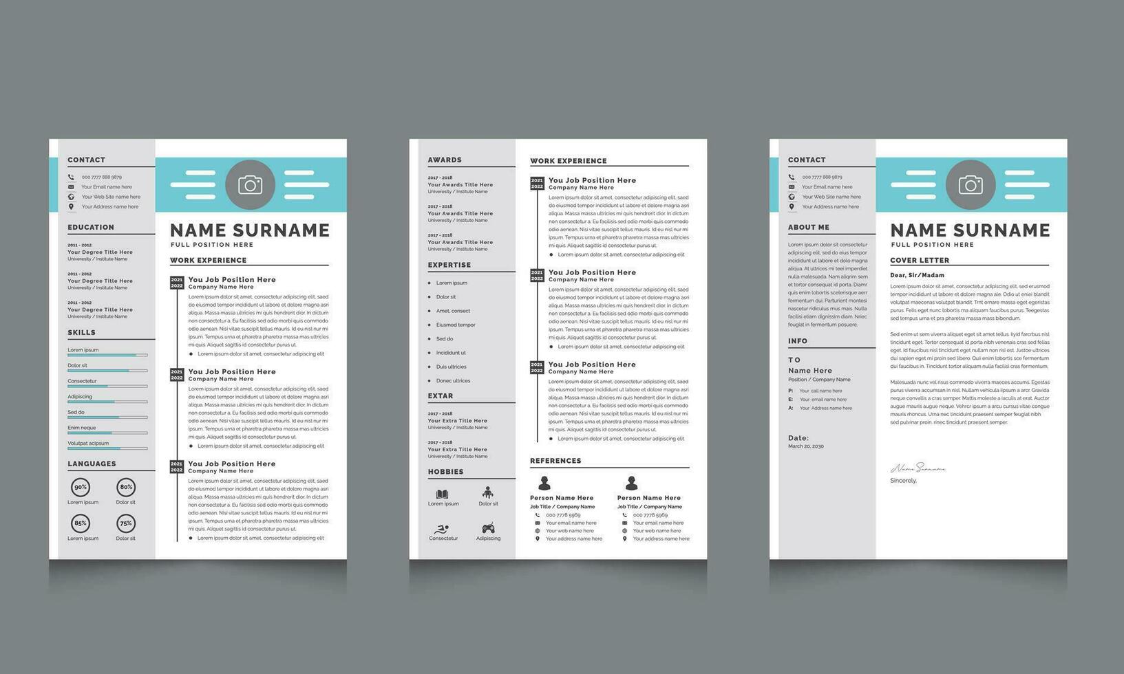 Business Resume Cv Template Layout vector