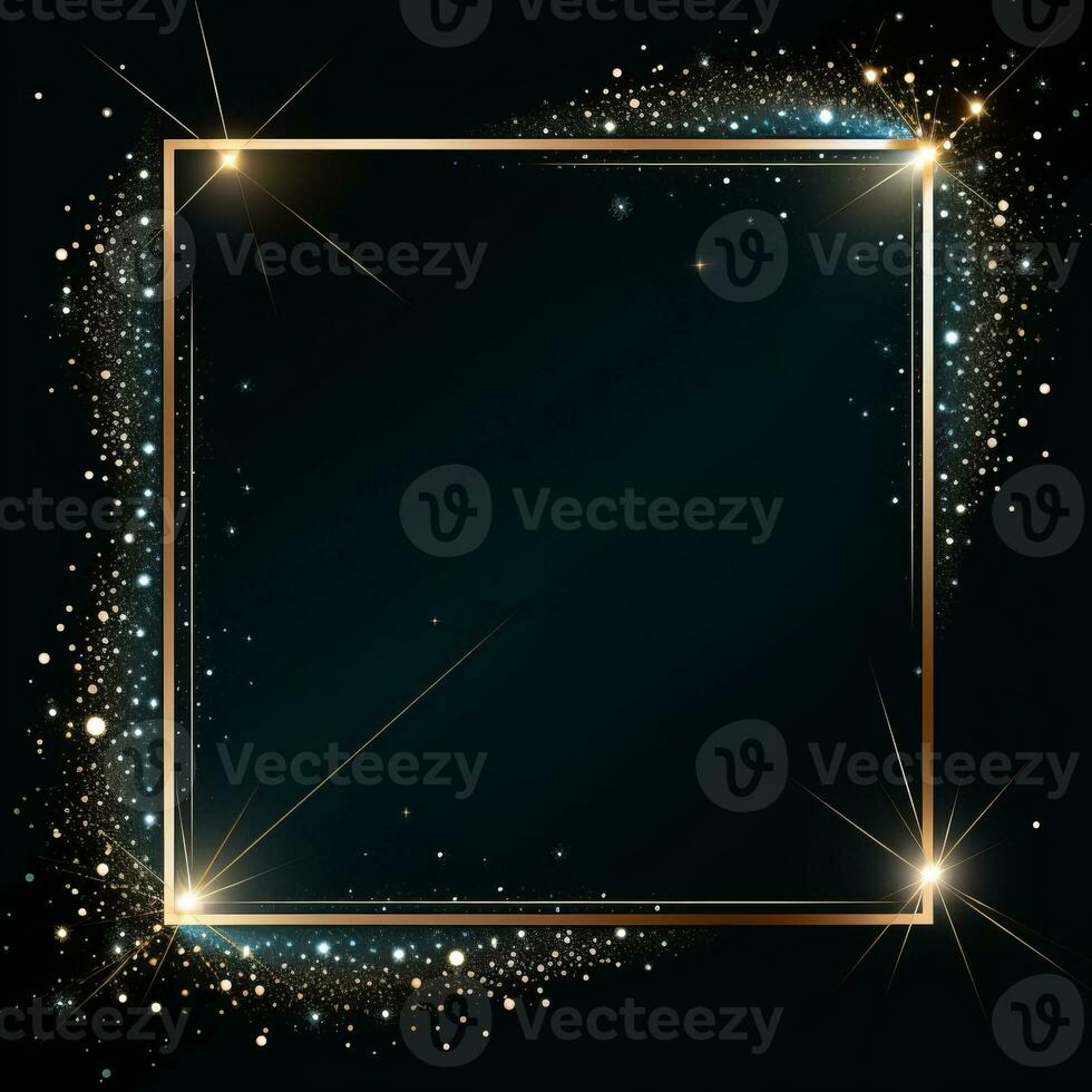 golden frame with sparkles on black background generative ai photo
