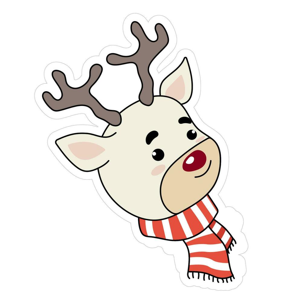 the isolated vector lovely santa deer in the scarf for christmas illustrations