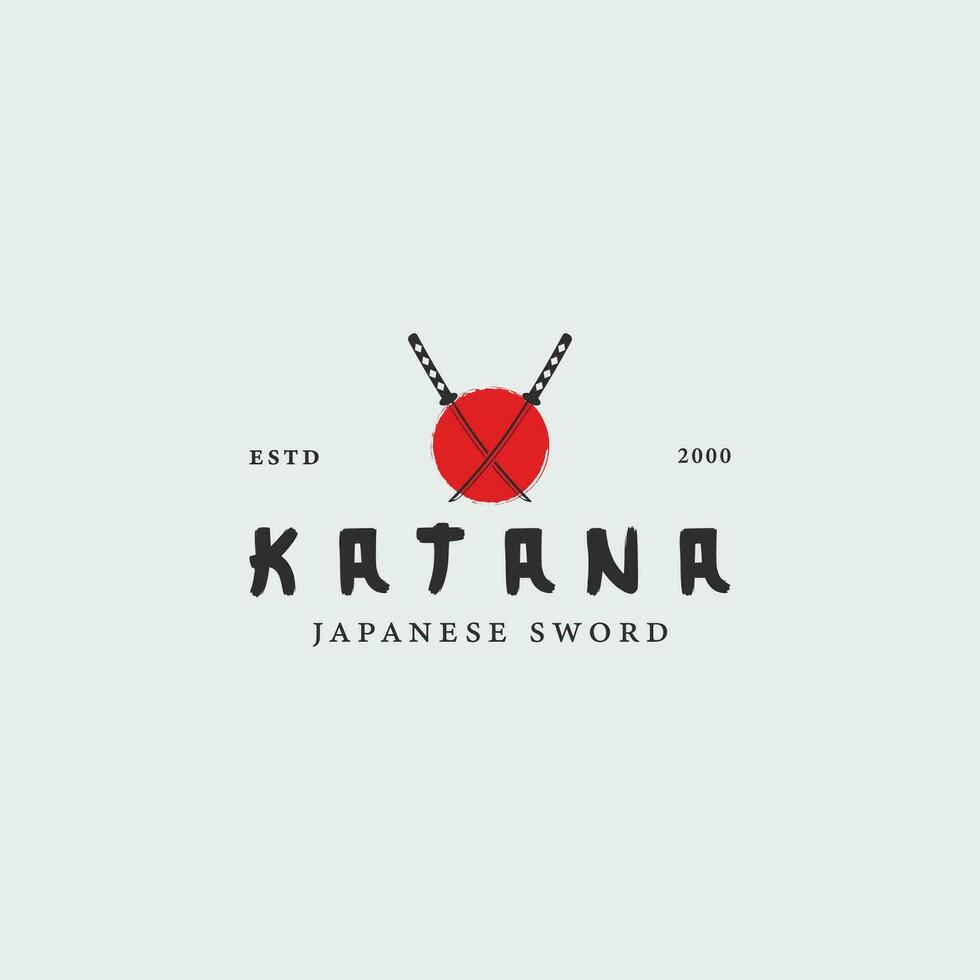 japanese katana sword logo vintage vector illustration concept template icon design