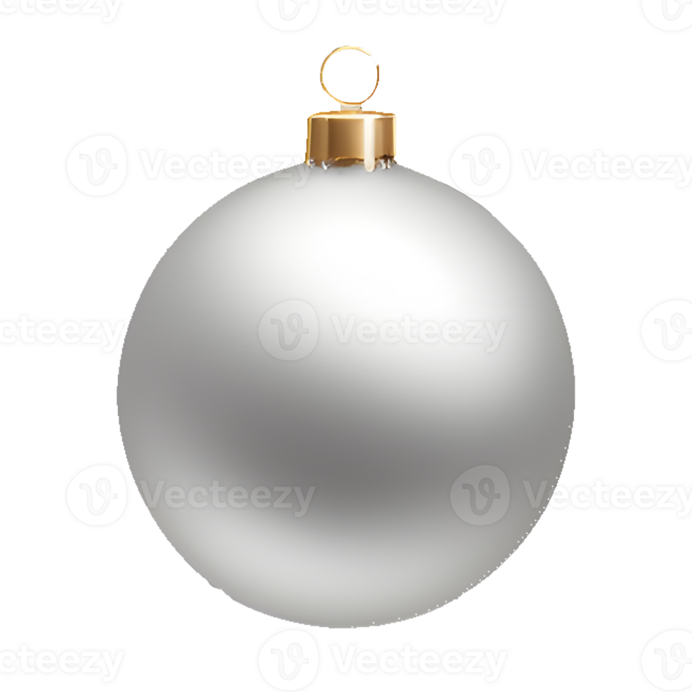 A Silver Symphony of Christmas Delight with Gleaming Balls and Baubles set on a transparent background, AI-generated png