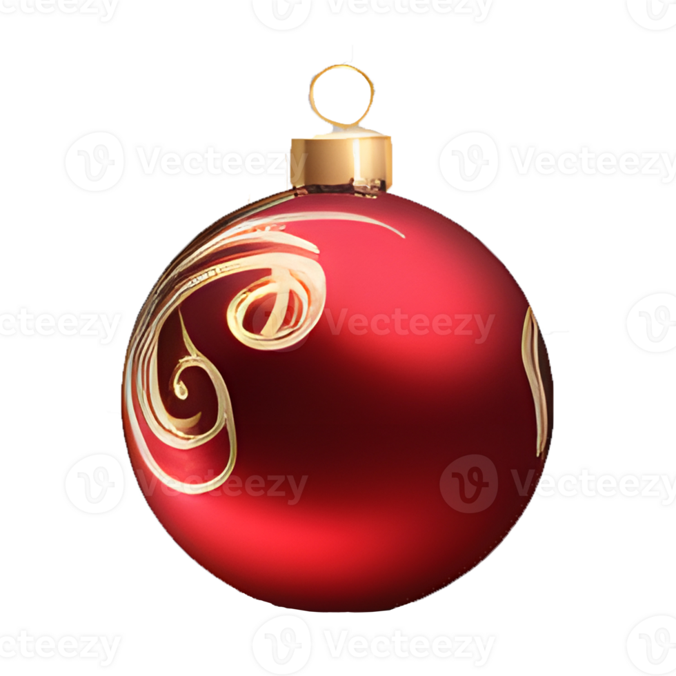 AI generated Red Christmas ball isolated, A Festive Christmas Backdrop with Radiant Baubles, Glistening Balls, and Golden Ribbon Accents, ai-generated png