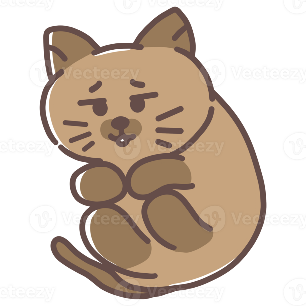 Brown Cat Anxiety Cartoon png