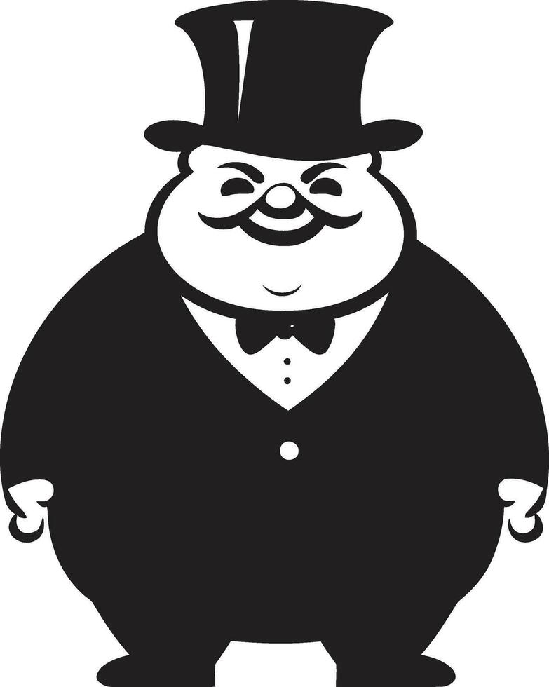 Plump Pride Iconic Logo of a Fat Man in Black Weighty Wisdom Dark Vector Logo for Obesity Advocacy