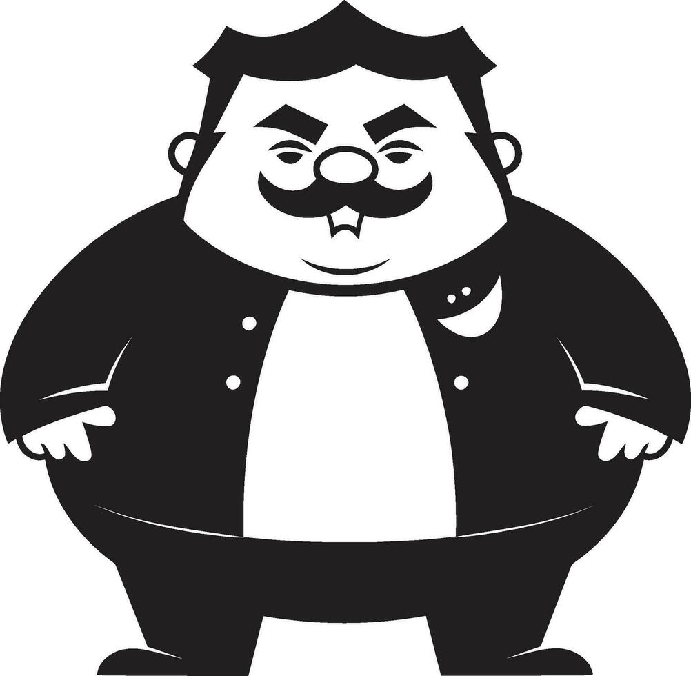 Chubby Charm Black Logo Design of a Plump Figure Heavyset Hero Vector Logo Illustrating Obesity Awareness