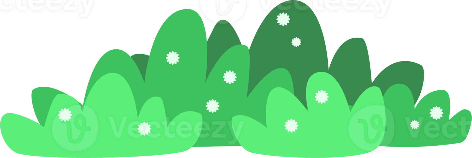 Cute Cartoon grass. Flat style. PNG transparent file.