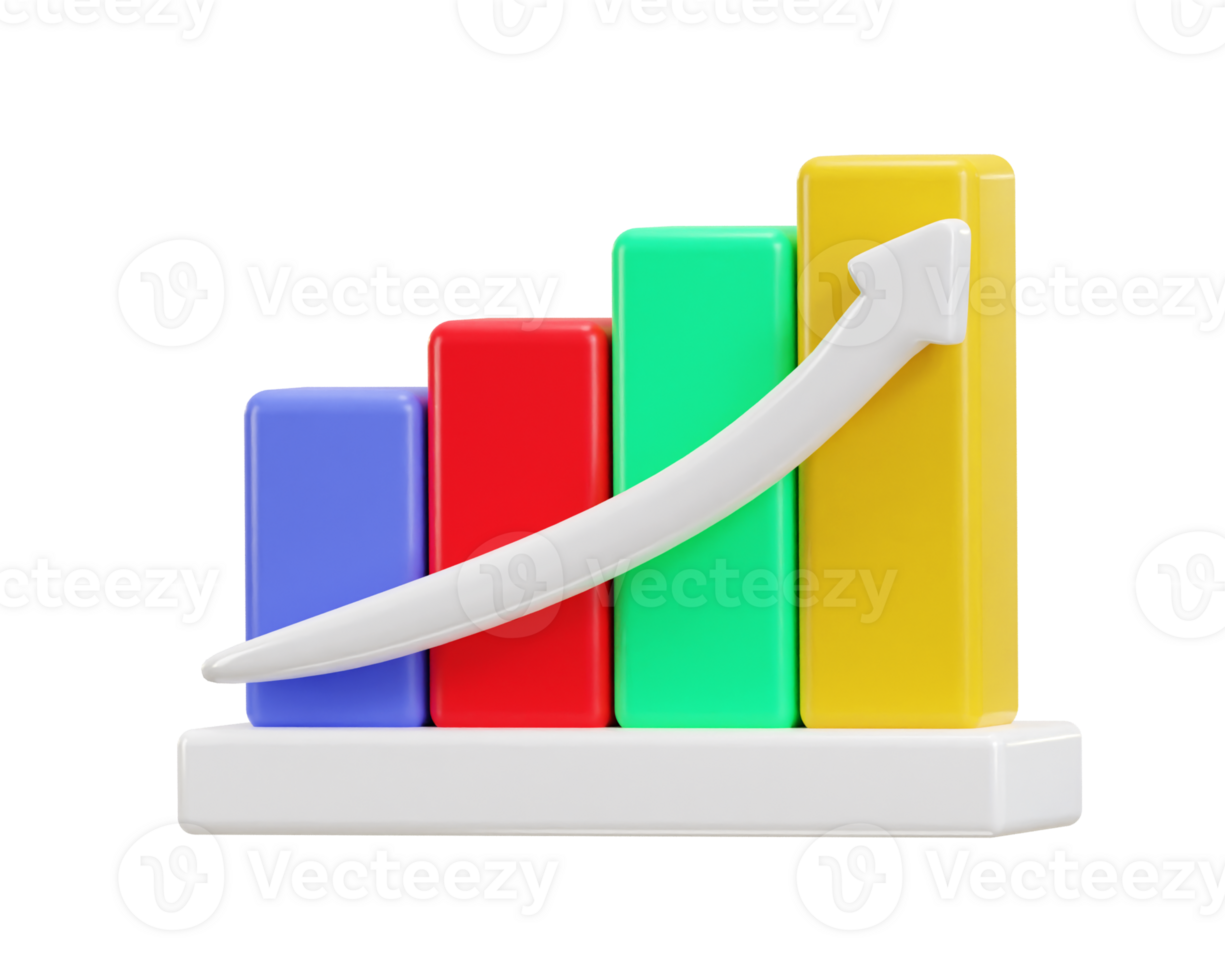 business growth bar chart icon 3d render png