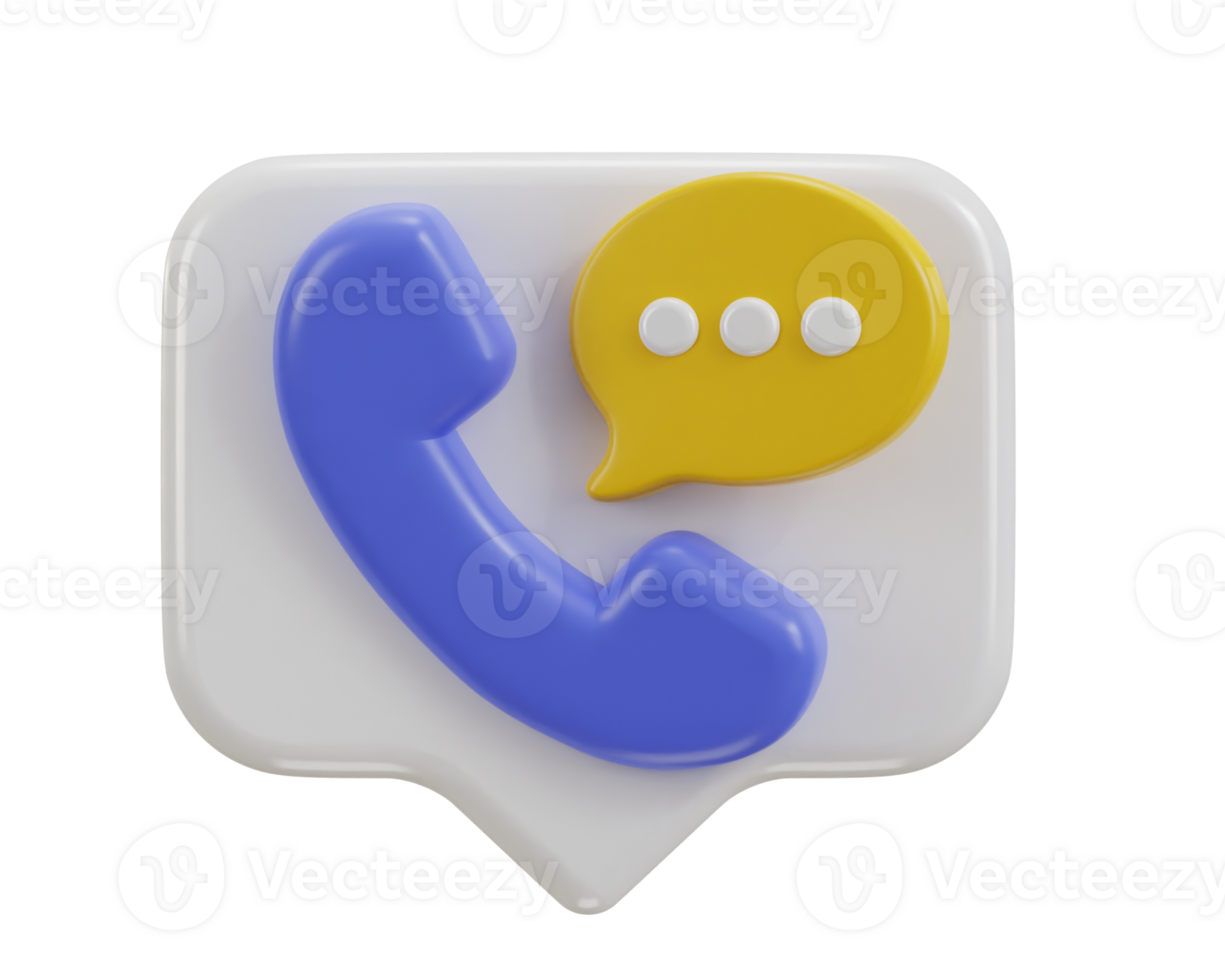 3d phone call and bubble talking with service support system icon png