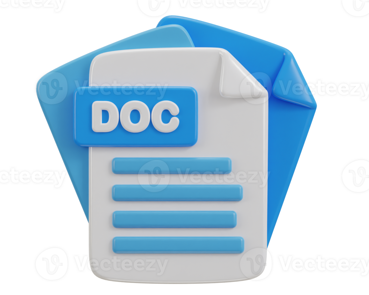 3d doc file format icon illustration png