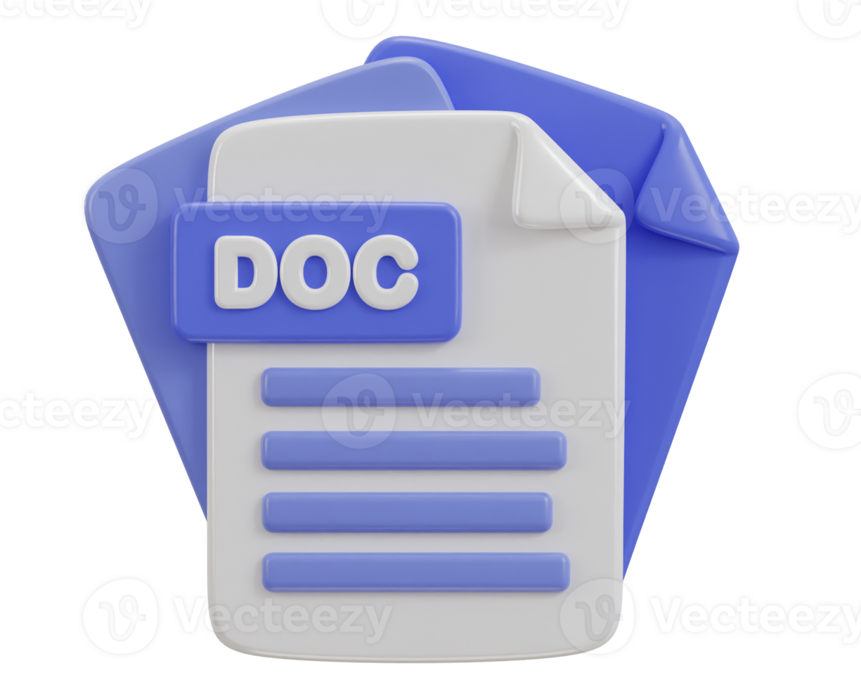 3d doc file format icon illustration png