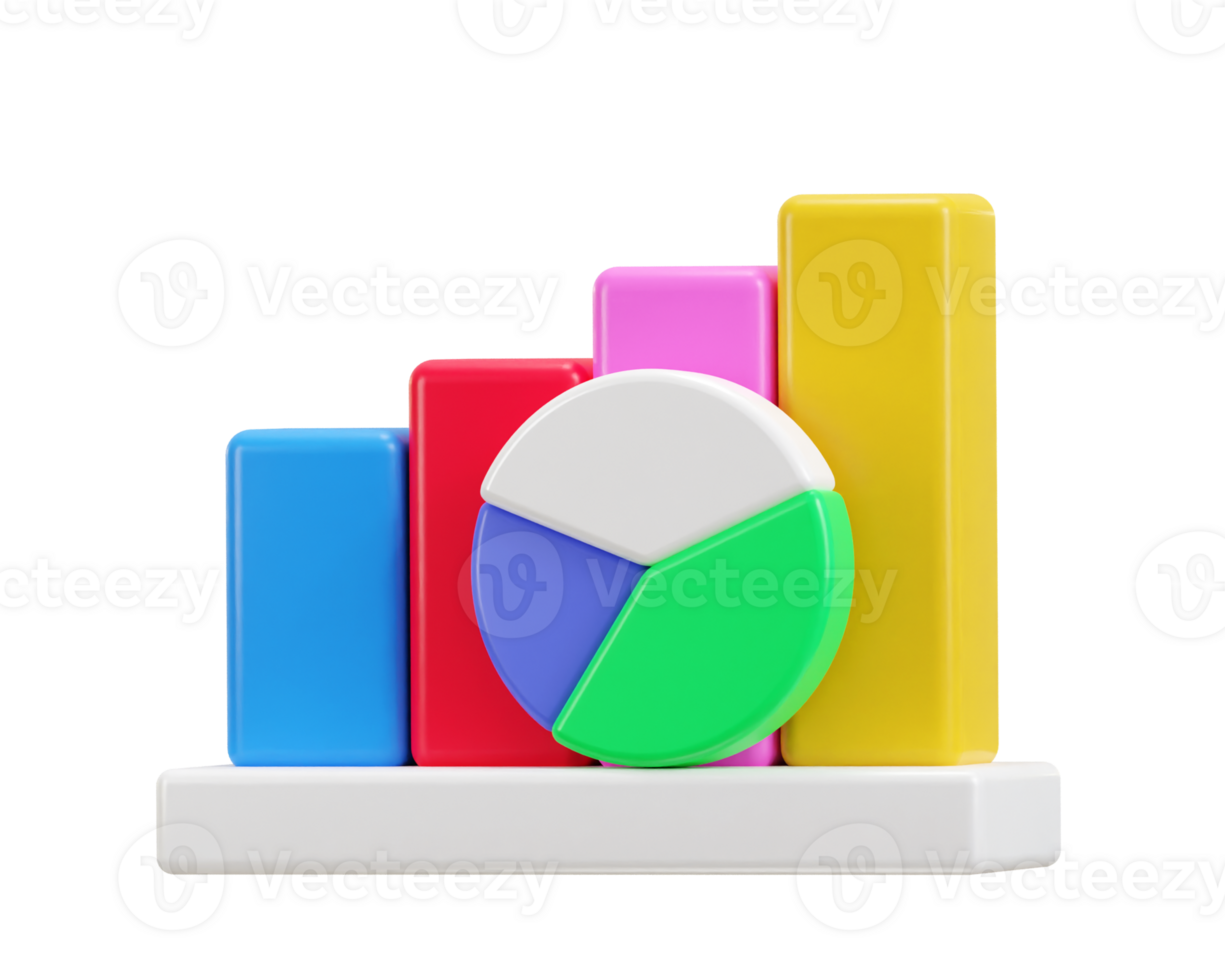 business growth bar chart icon 3d render png