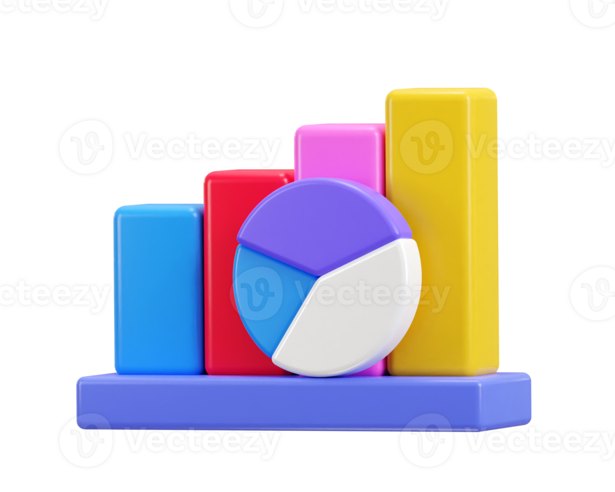 business growth bar chart icon 3d render png