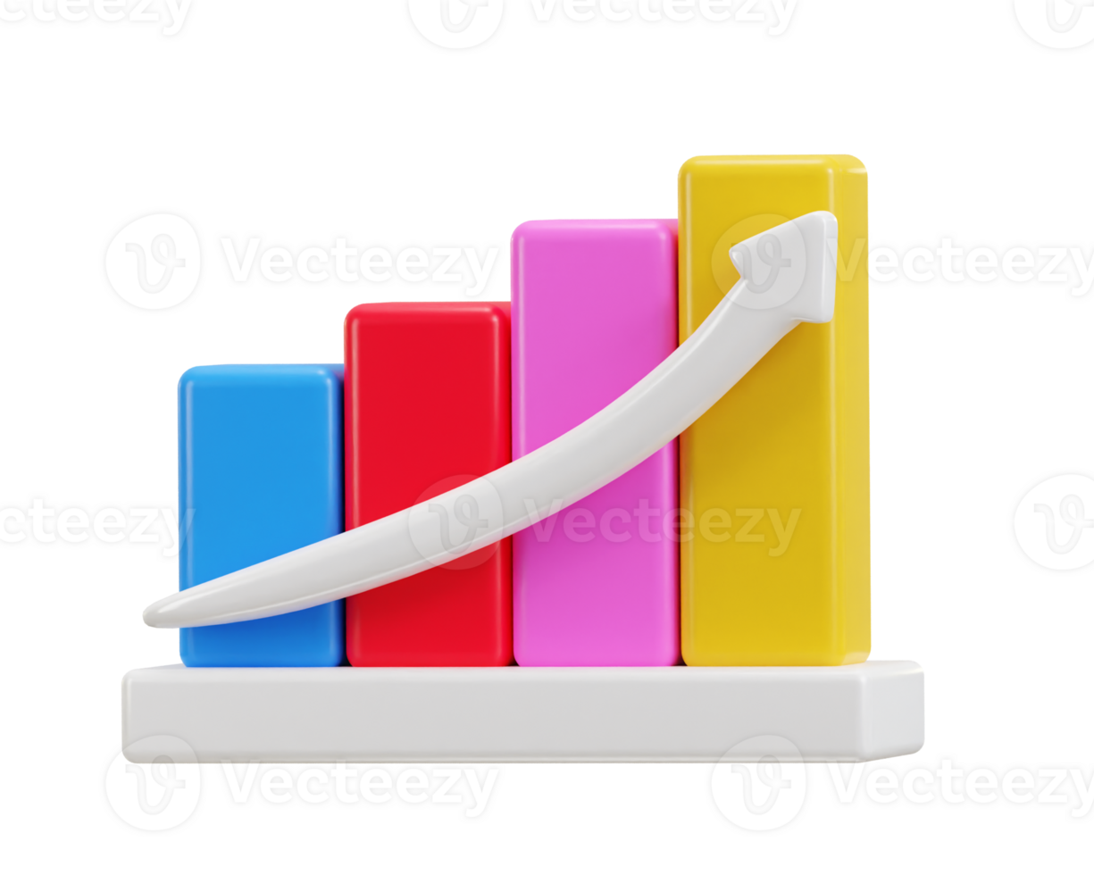 business growth bar chart icon 3d render png