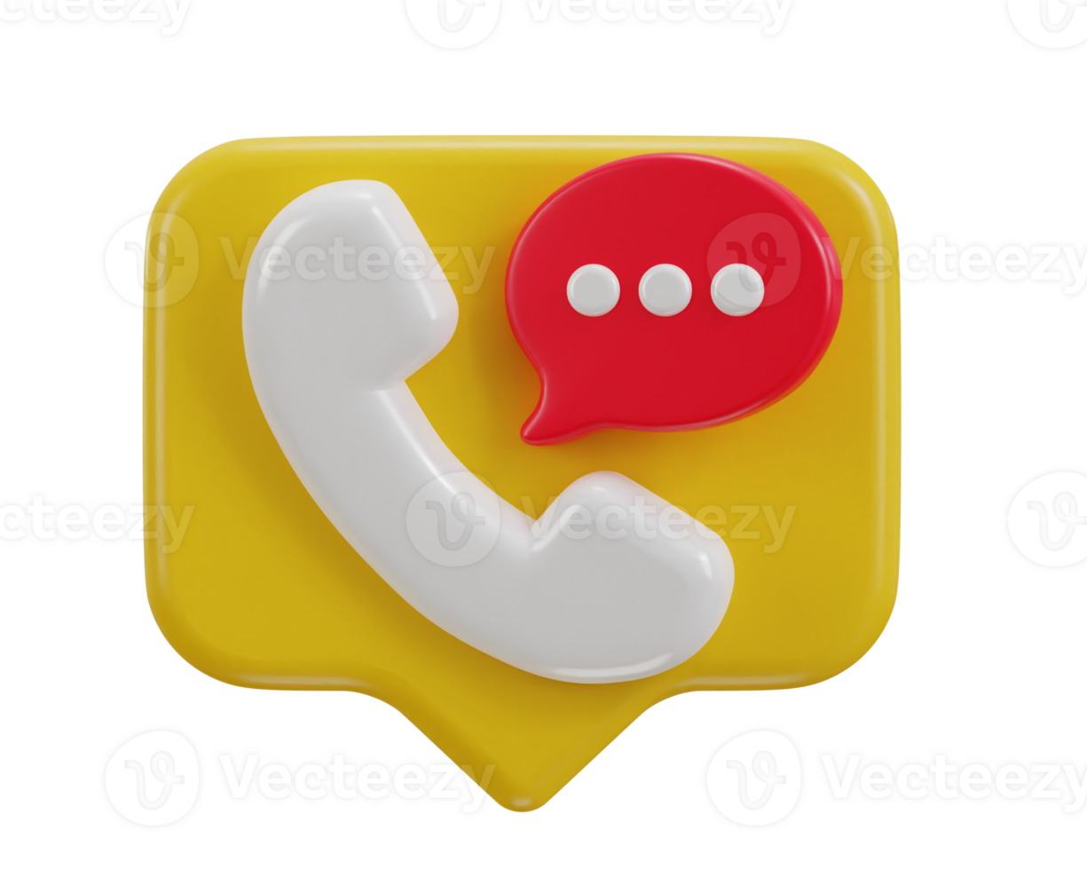 3d phone call and bubble talking with service support system icon png