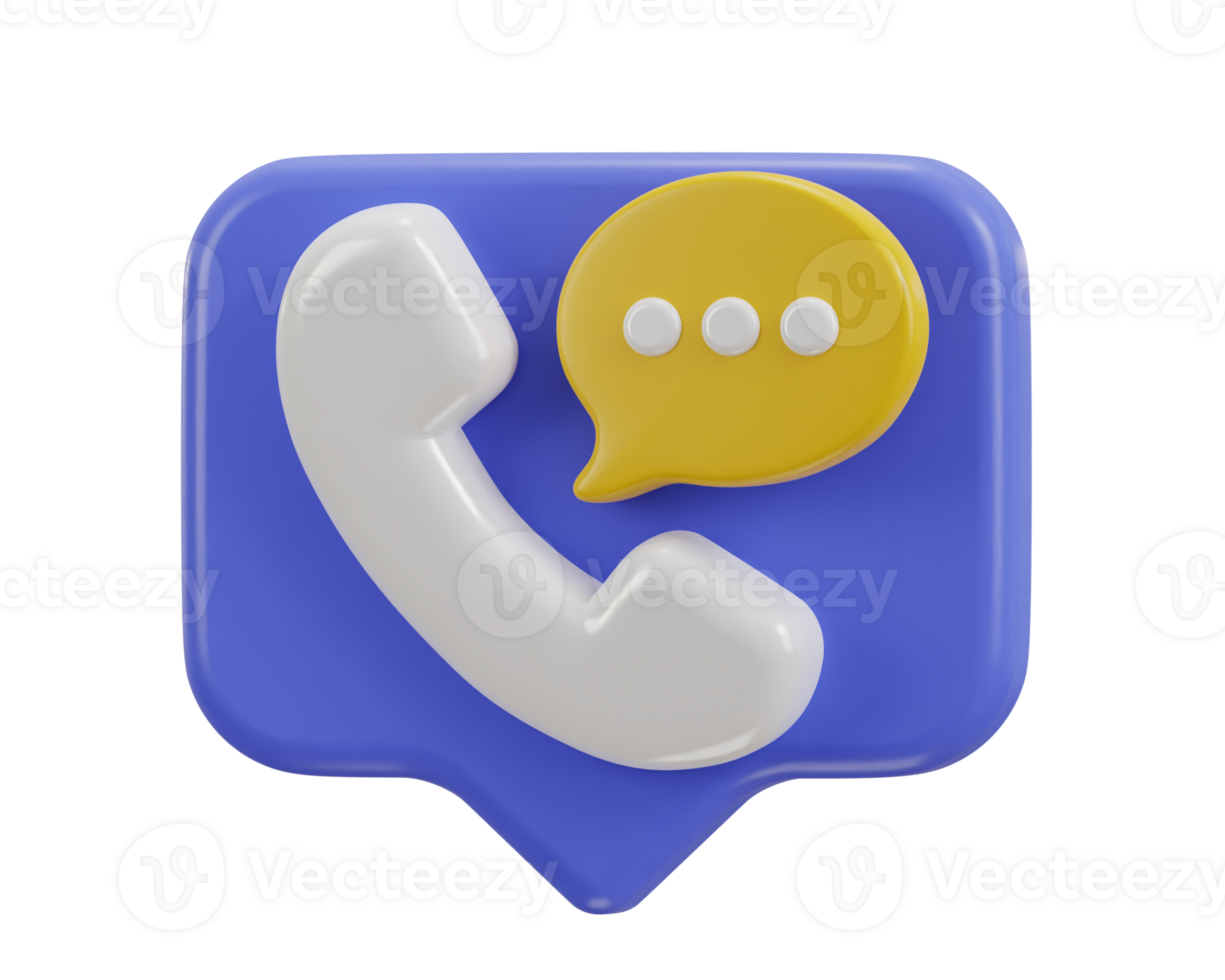 3d phone call and bubble talking with service support system icon png