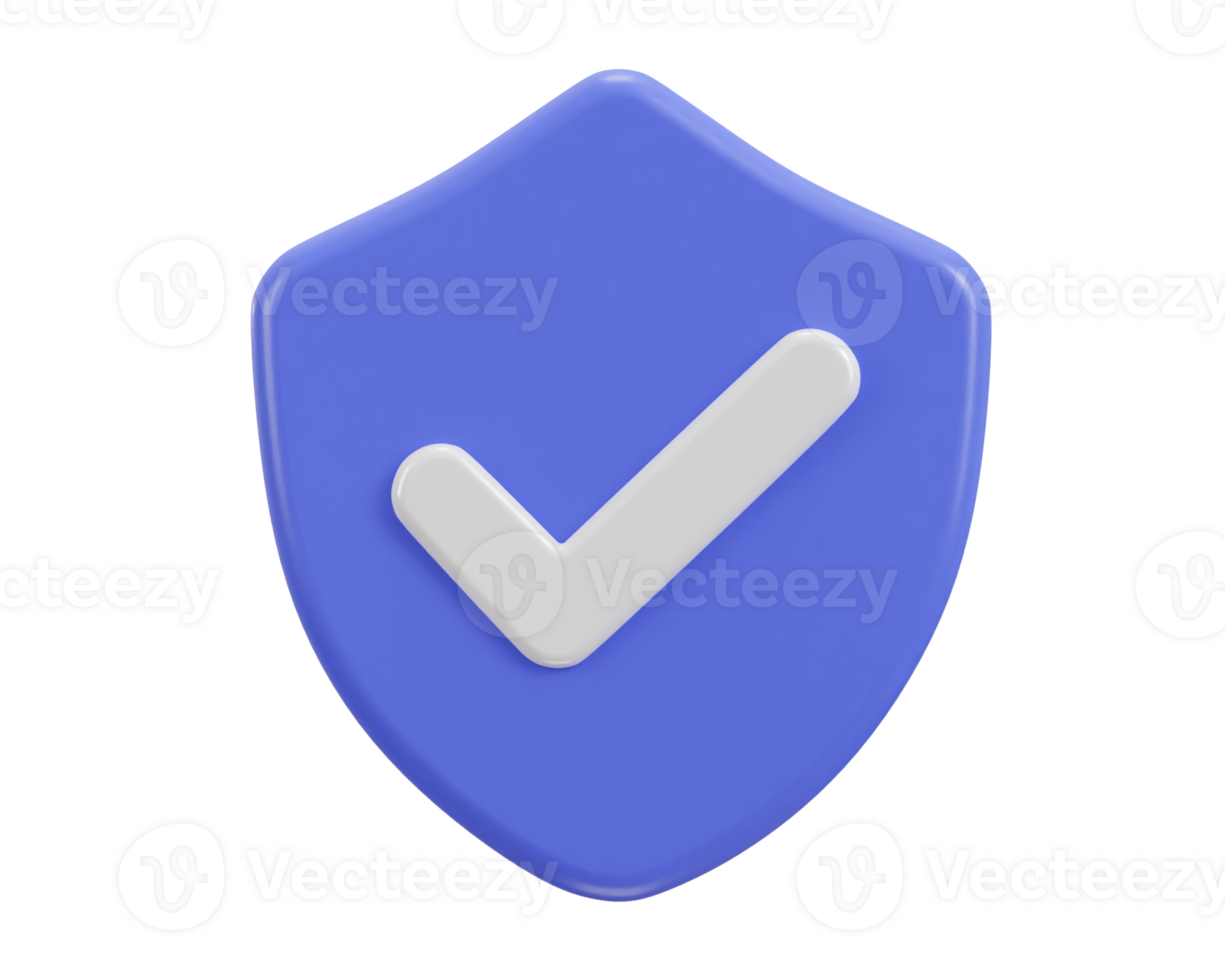 Right mark with protect shield 3d verified icon png