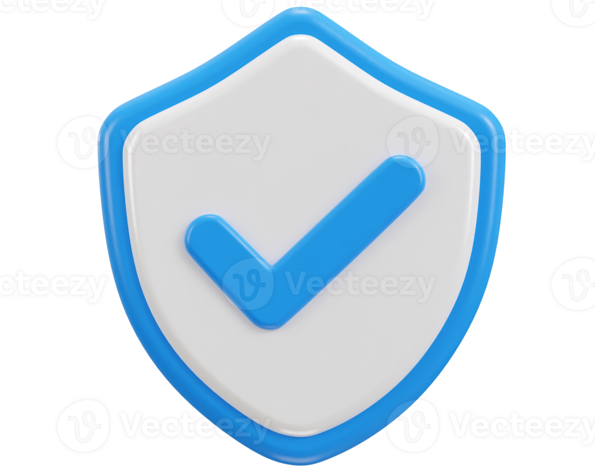 Right mark with protect shield 3d verified icon png