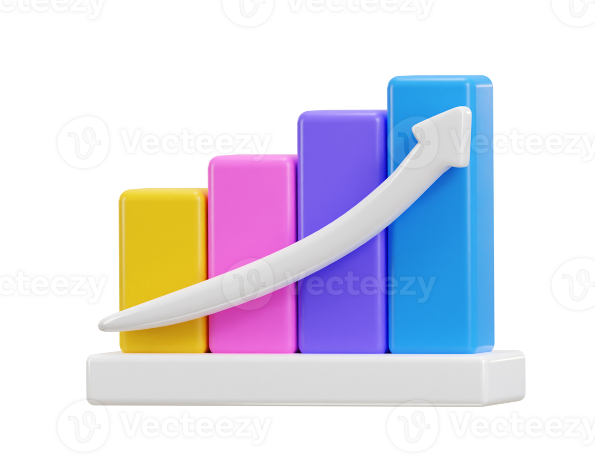 business growth bar chart icon 3d render png
