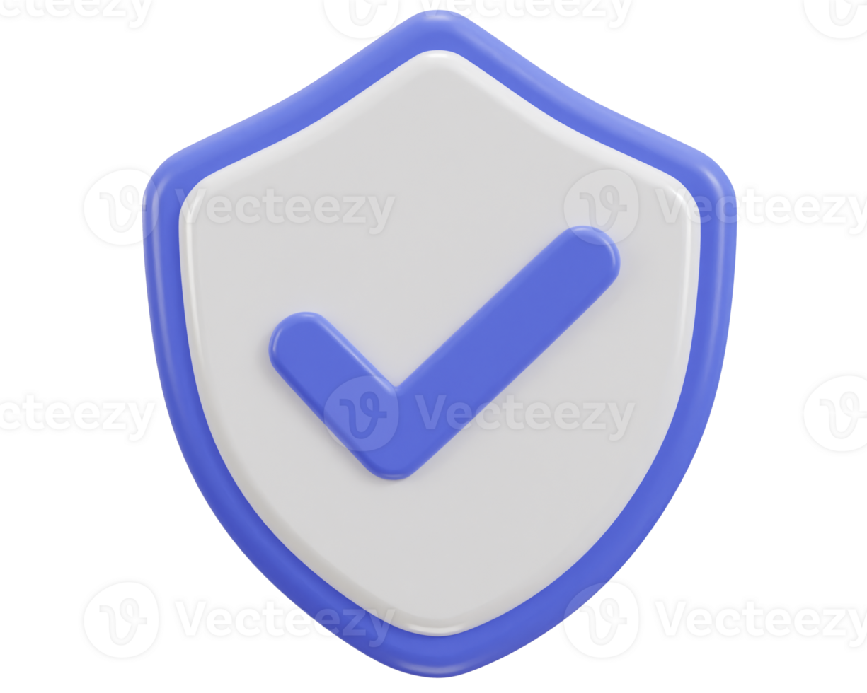 Right mark with protect shield 3d verified icon png