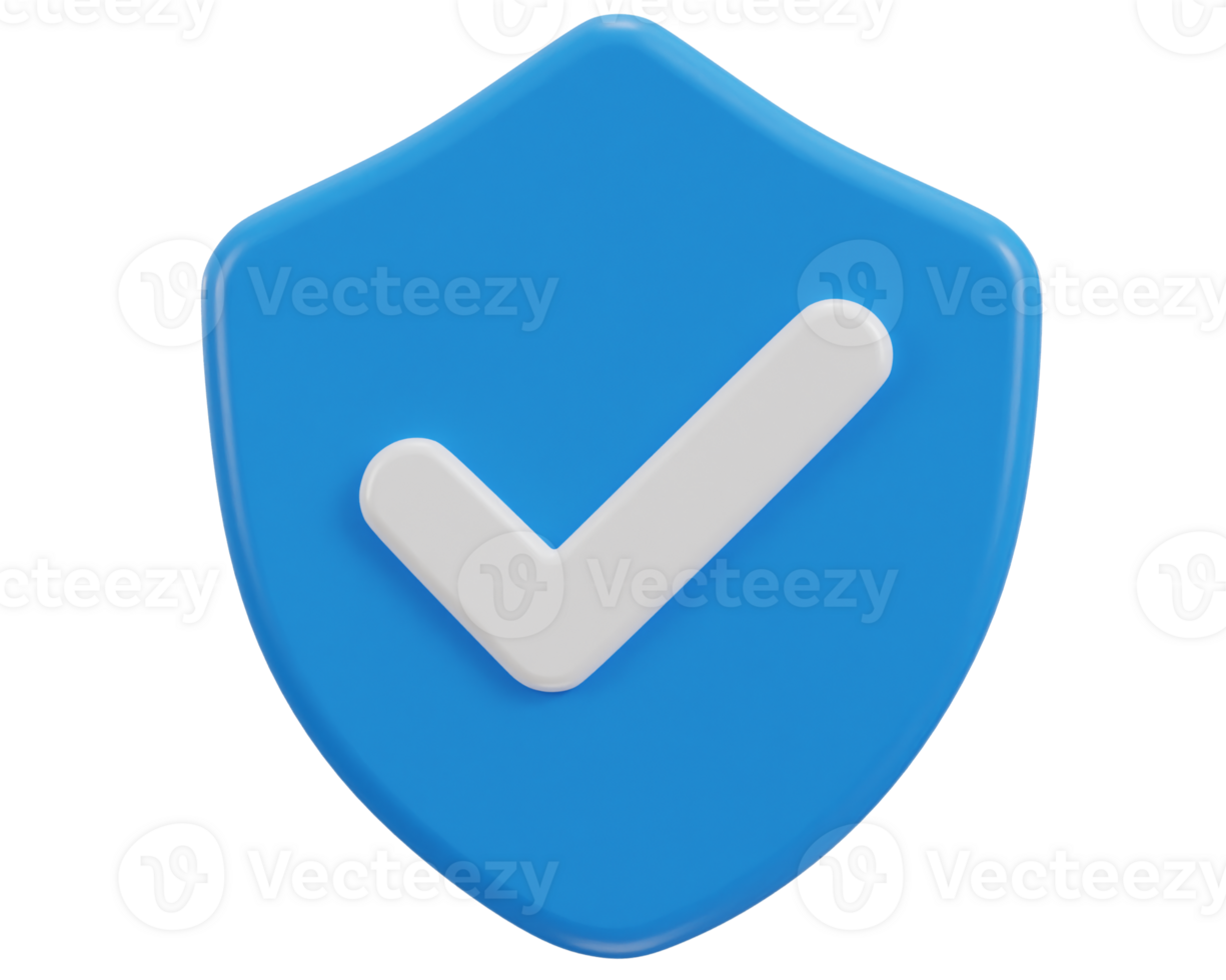 Right mark with protect shield 3d verified icon png
