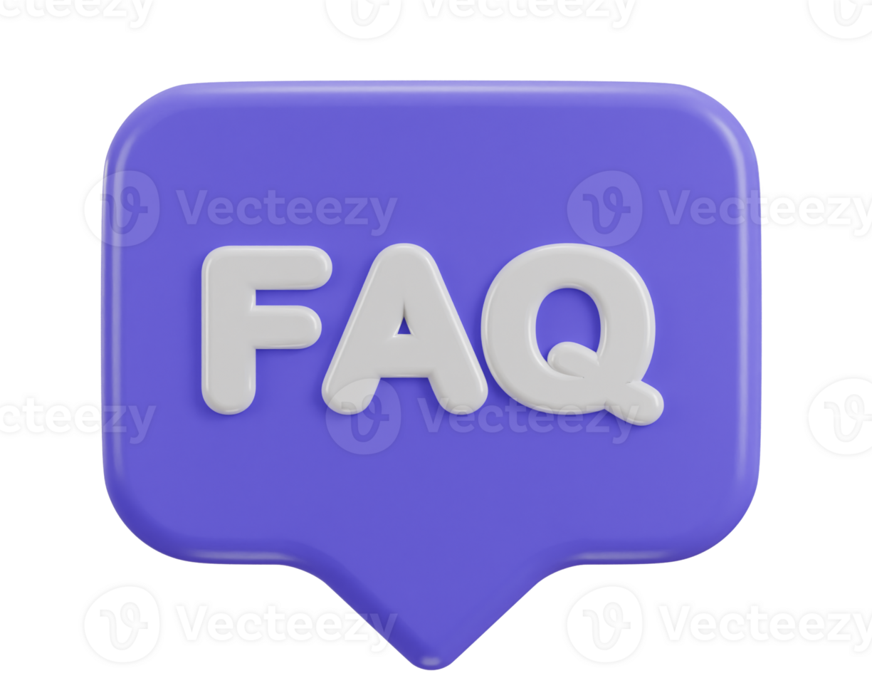 3d speech bubble with FAQ icon illustration png