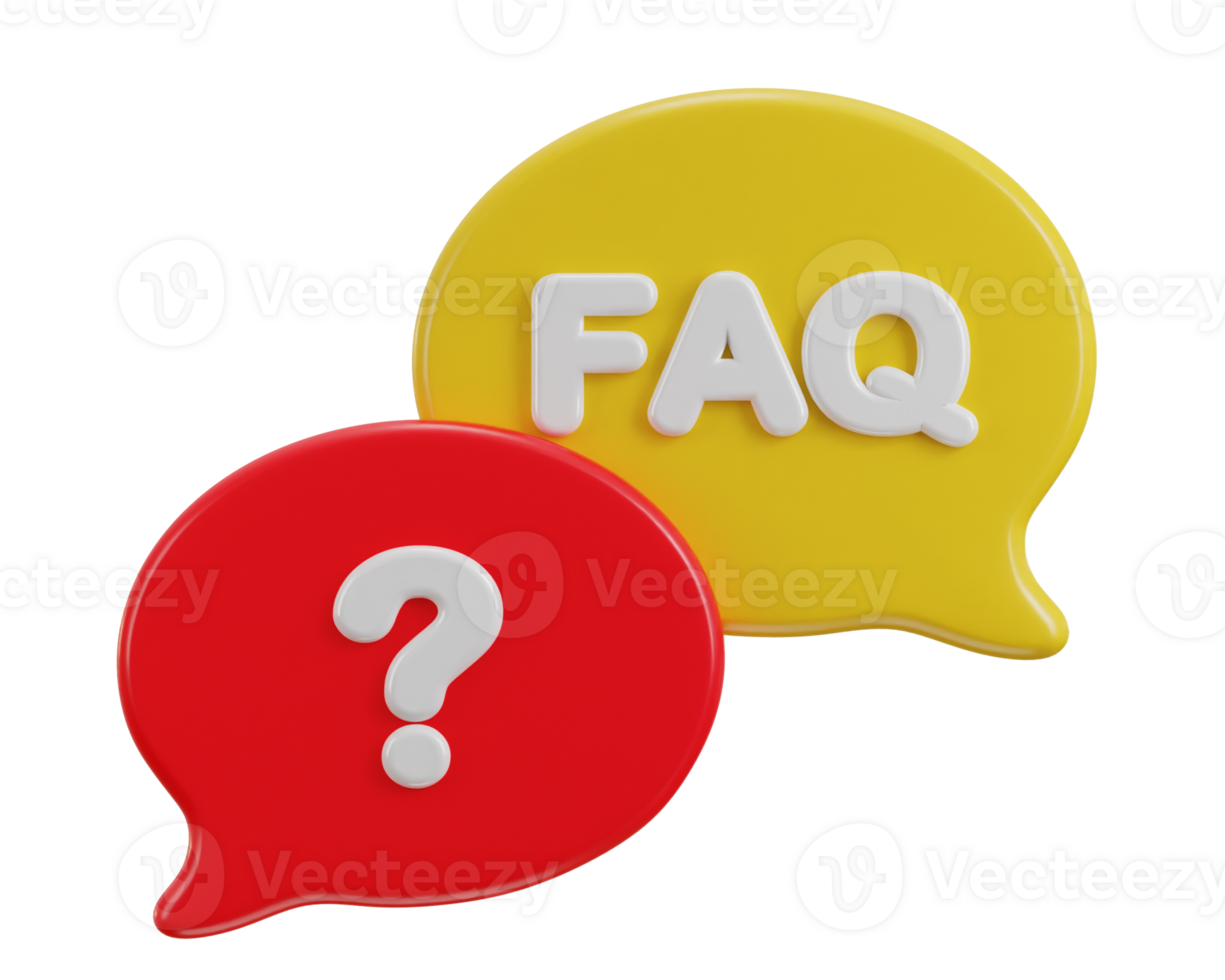3d speech bubble with FAQ icon illustration png
