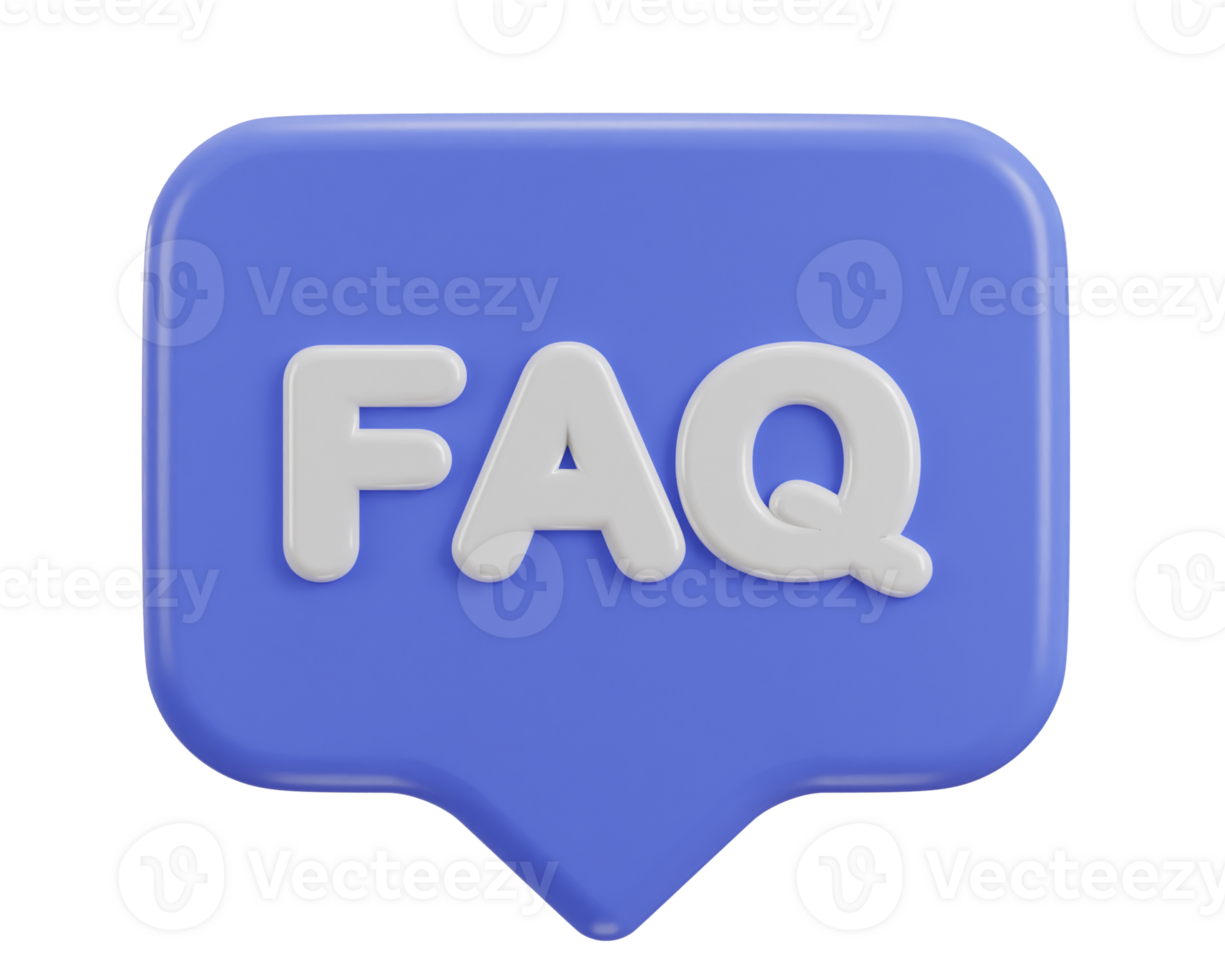 3d speech bubble with FAQ icon illustration png