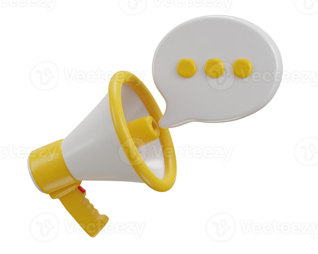 3d megaphone with chatting bubble icon png