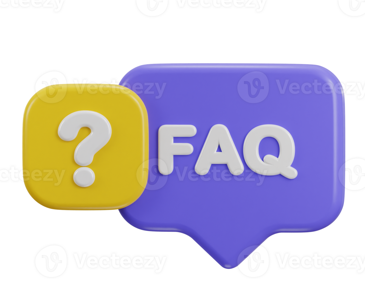 3d speech bubble with FAQ icon illustration png