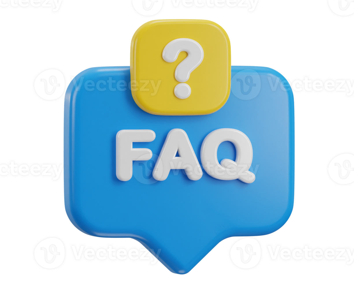 3d speech bubble with FAQ icon illustration png