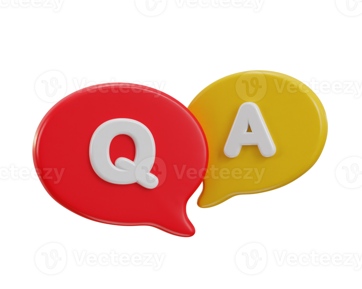 3d speech bubble Q and A icon illustration png