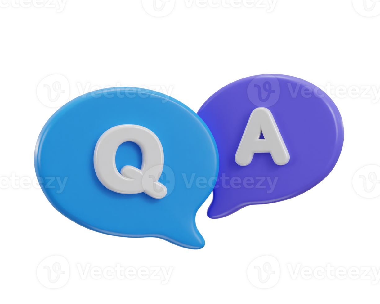 3d speech bubble Q and A icon illustration png
