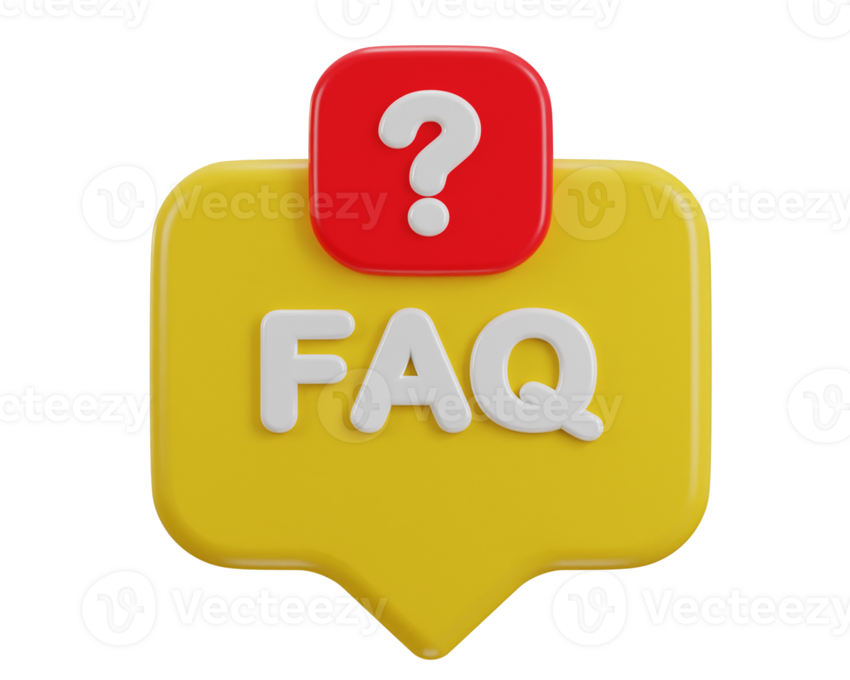 3d speech bubble with FAQ icon illustration png