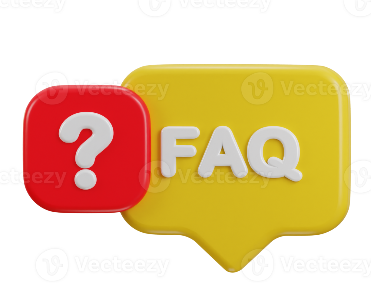 3d speech bubble with FAQ icon illustration png