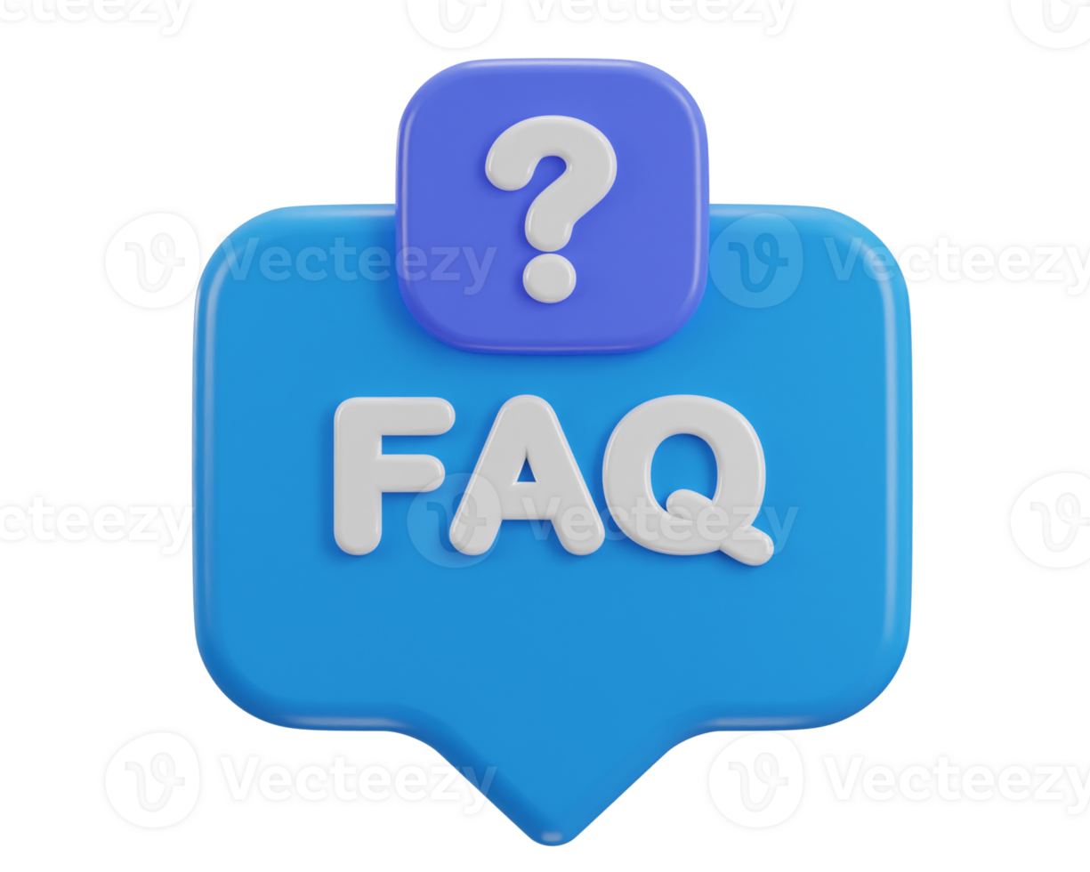 3d speech bubble with FAQ icon illustration png