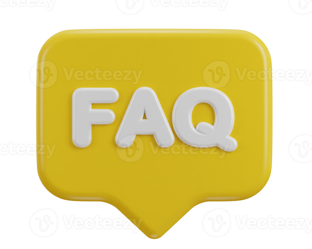 3d speech bubble with FAQ icon illustration png