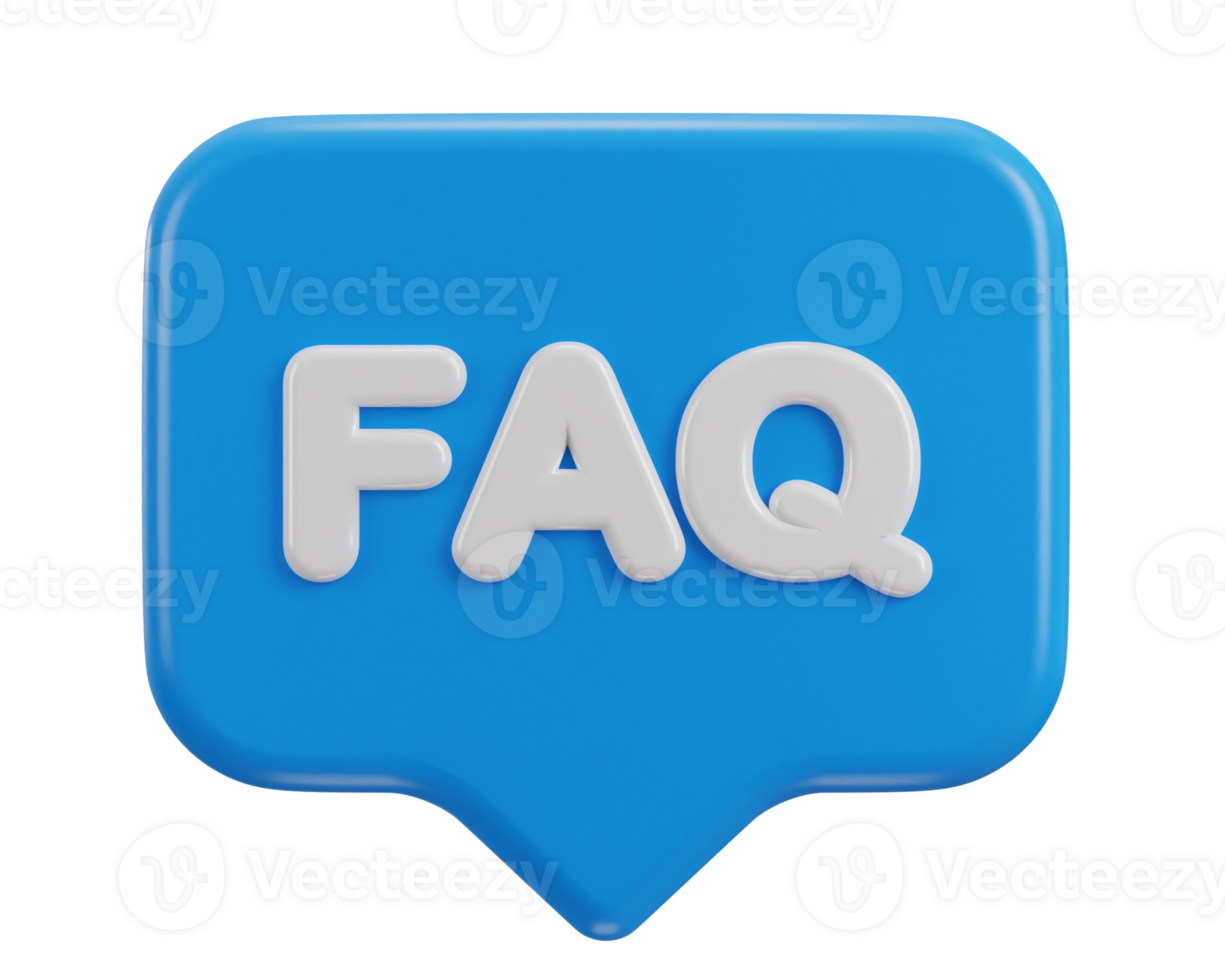 3d speech bubble with FAQ icon illustration png