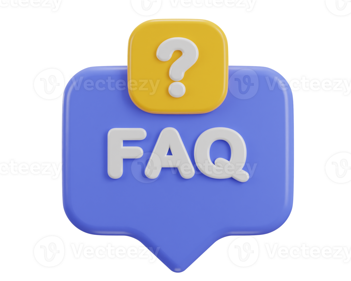 3d speech bubble with FAQ icon illustration png