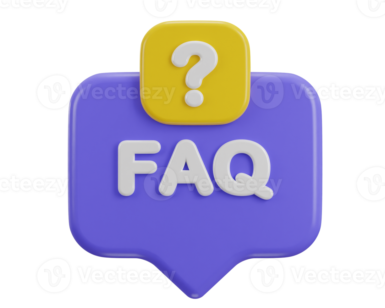 3d speech bubble with FAQ icon illustration png