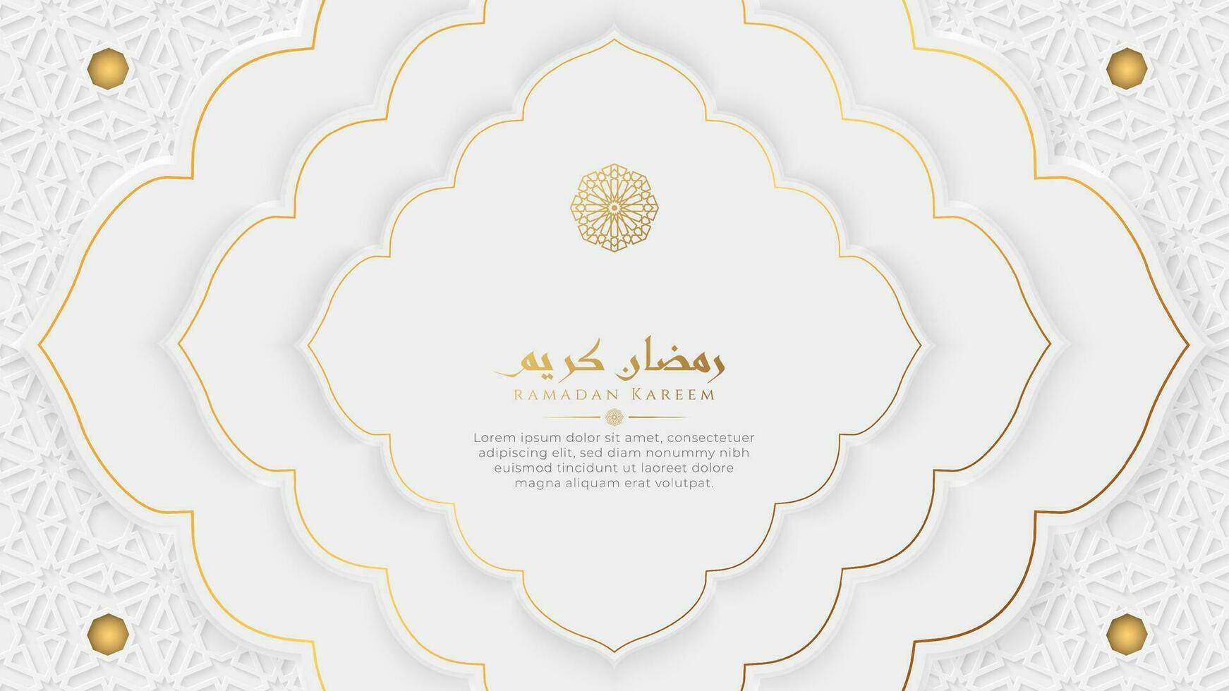 Ramadán kareem Arábica islámico blanco y dorado lujo ornamental linterna antecedentes vector